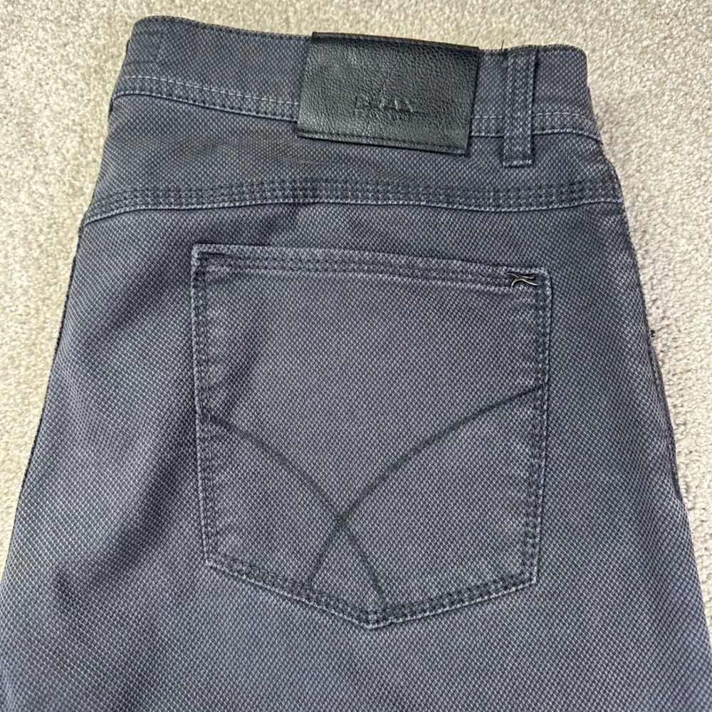 Brax Cooper Fancy Regular Fit‎ Pants Mens 34/34 Dark Grey Textured casual work